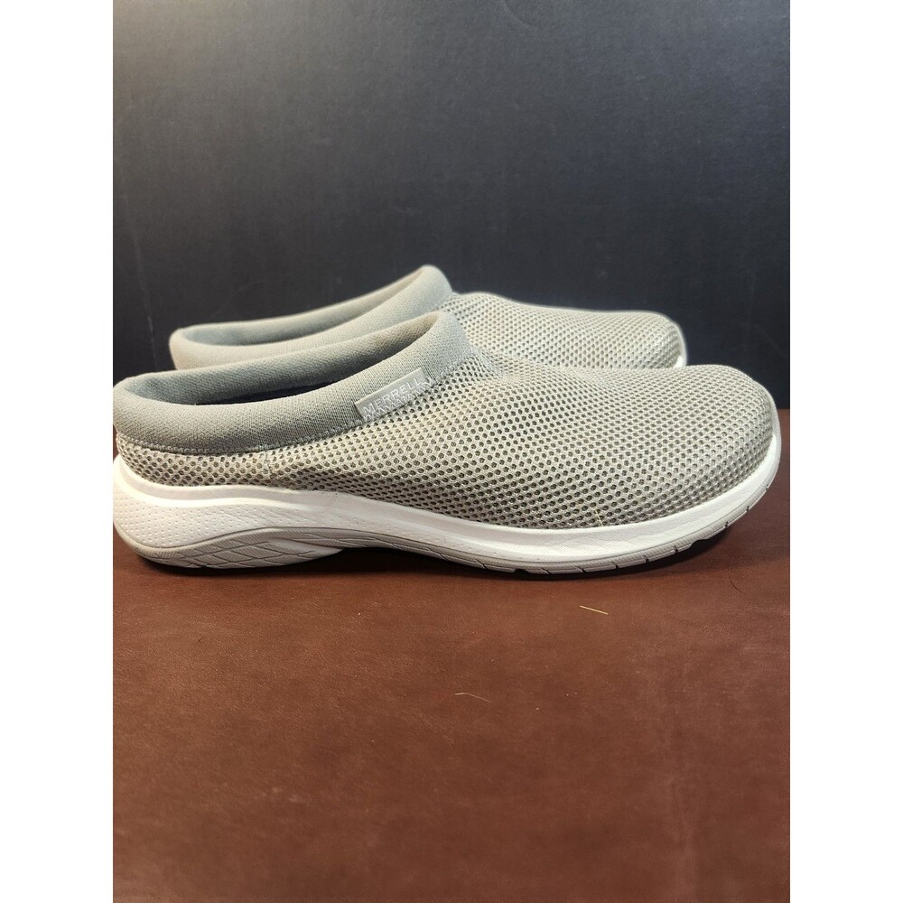 Merrell Women's Encore Breeze 5 slip-on mesh clogs in an aluminum/gray colorway.